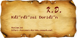 Körözsi Dorián névjegykártya